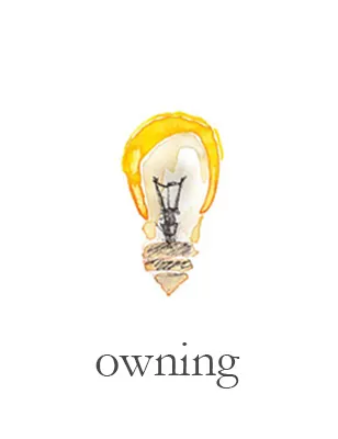 Watercolour lightbulb captioned \"Owning\"