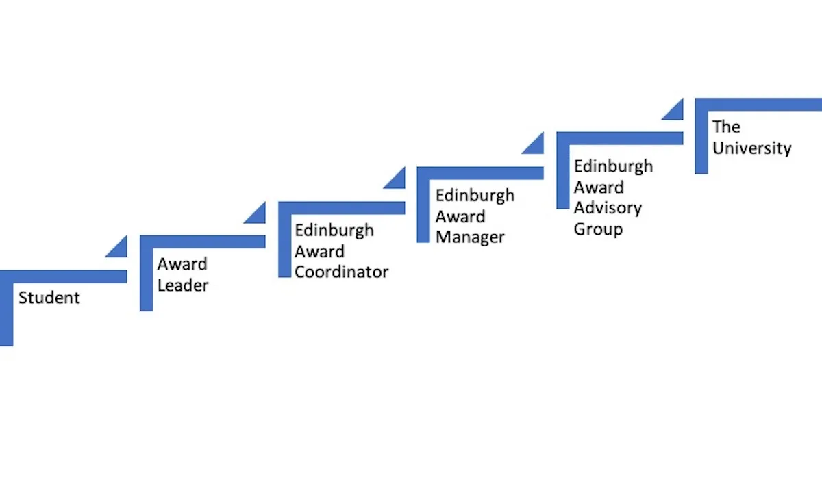 Diagram on the reporting structure for the Edinburgh Award