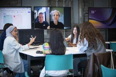 Students in a hybrid meeting