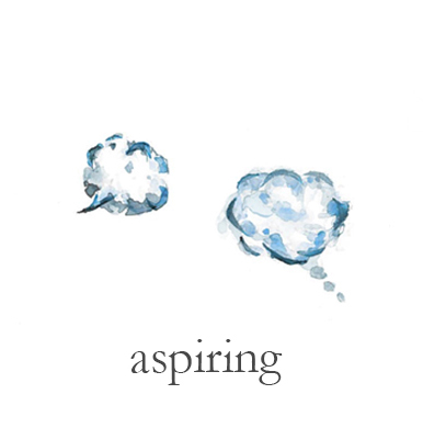 Watercolour clouds captioned \"Aspiring\"