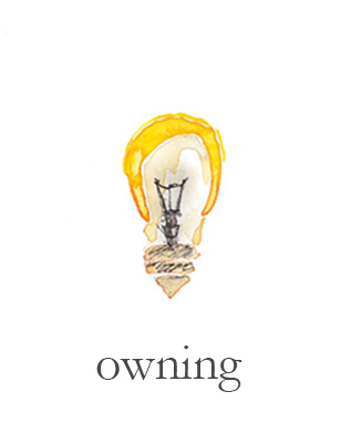 Watercolour lightbulb captioned \"Owning\"